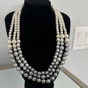Classic White and Silver Pearl Necklace
